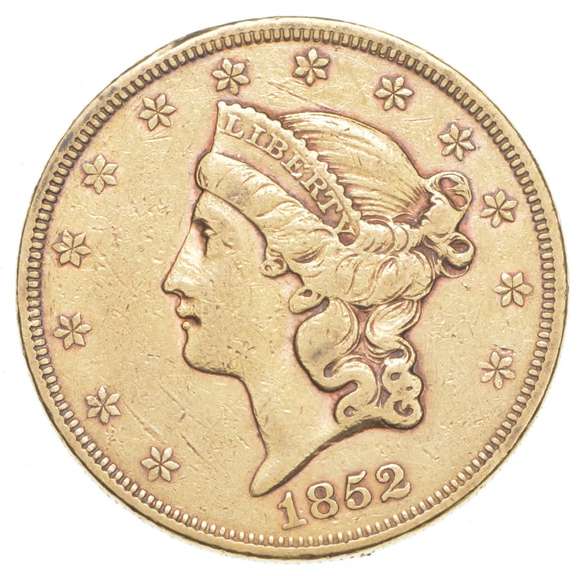 1852 $20.00 Liberty Head Gold Double Eagle - Circulated