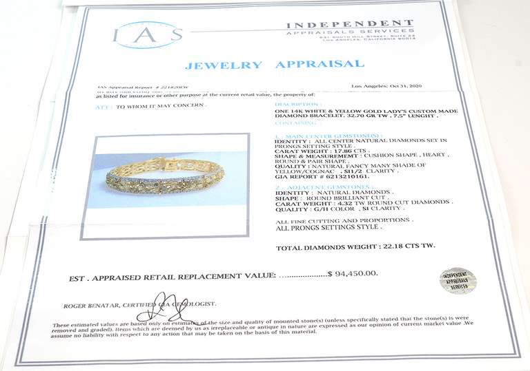 14K White & Yellow Gold Multi-Colored Diamond Bracelet.