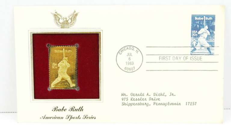 1983 Babe Ruth 1st Day Issue & 22KT Gold Stamp