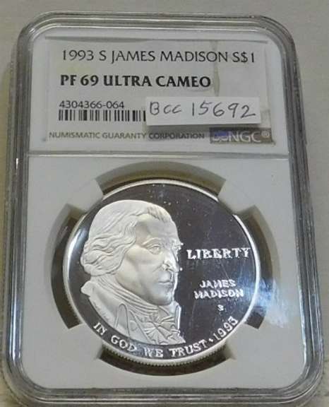 1993-S Madison Sil PRF Dol NGC PF69UC