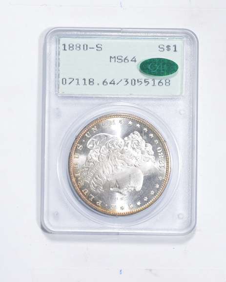 MS64 1880-S Morgan Silver Dollar - CAC - Graded PCGS