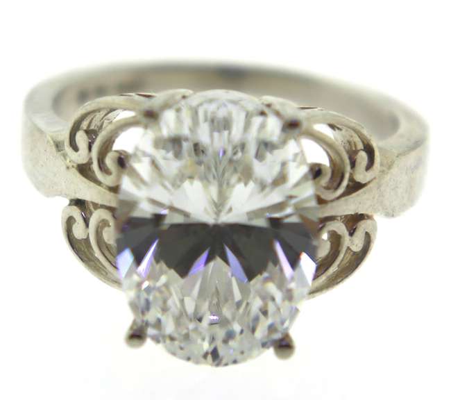 Sterling Silver Oval Cz Ring