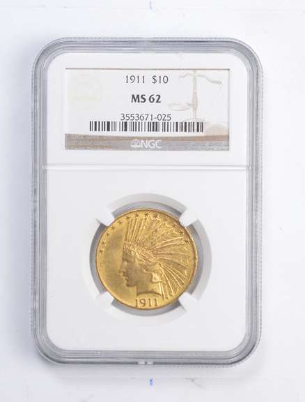MS62 1911 $10.00 Indian Head Gold Eagle - Graded NGC