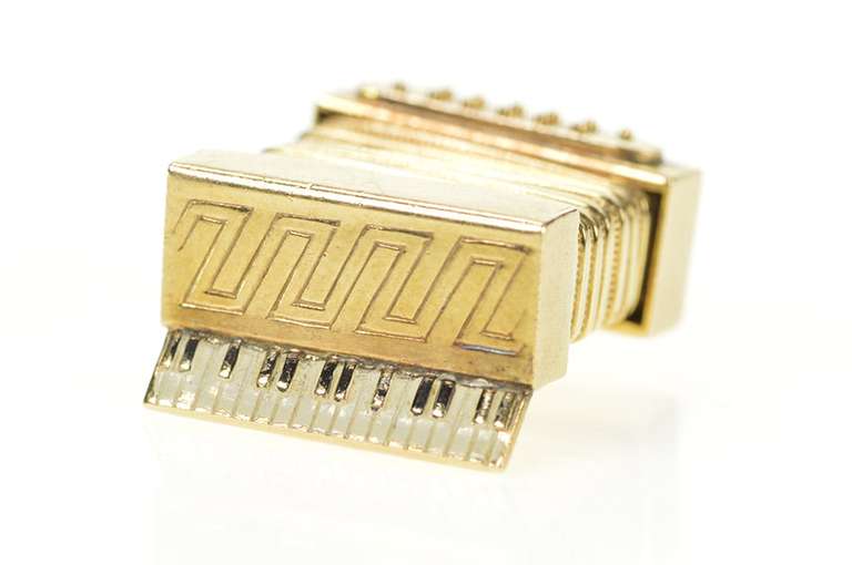 14K Yellow Gold 3D Accordion Musical Instrument Charm/Pendant
