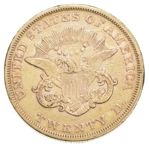 1852 $20.00 Liberty Head Gold Double Eagle - Circulated
