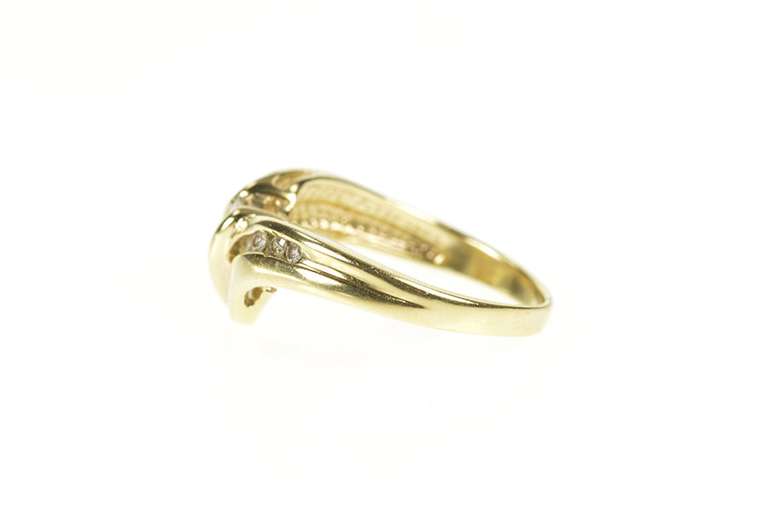 10K Yellow Gold Wavy Baguette & Round Diamond Statement Ring