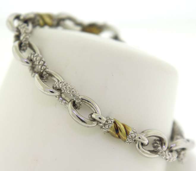 925/18kt Textured Link Bracelet