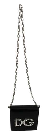 DOLCE & GABBANA  Black Crystal Studs DG GIRLS Borse Leather Crossbody Bag