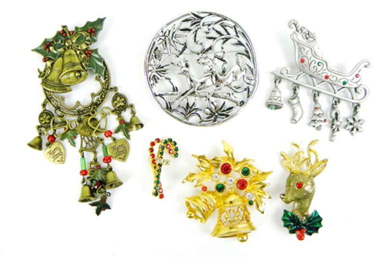 Festive Collection of Vintage Christmas Pins