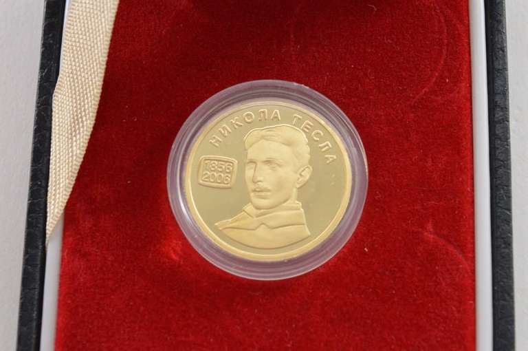 2006 Bank Of Serbia 10,000 Dinars 1/4 Oz. Gold Nikola Tesla Commem.