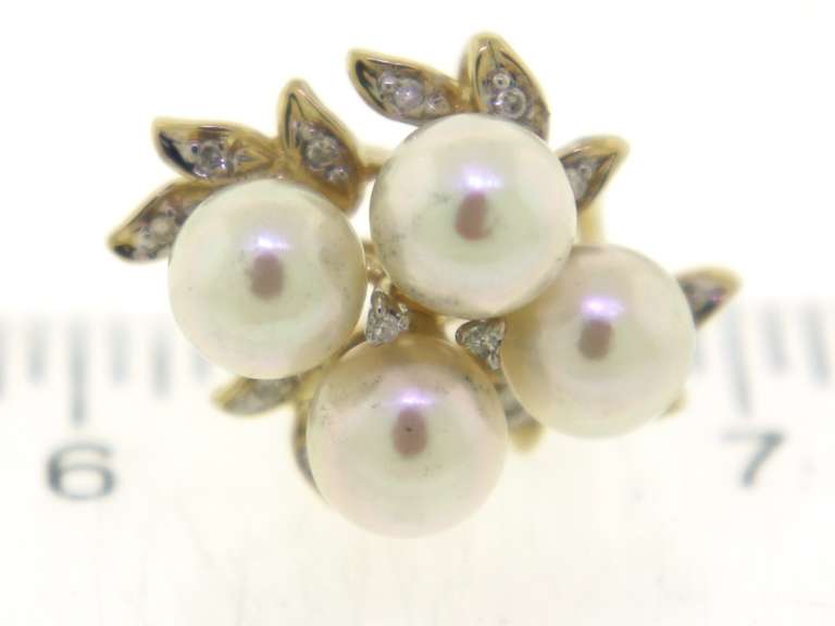 Glowing Pearl and Diamond Yellow Gold Earrings