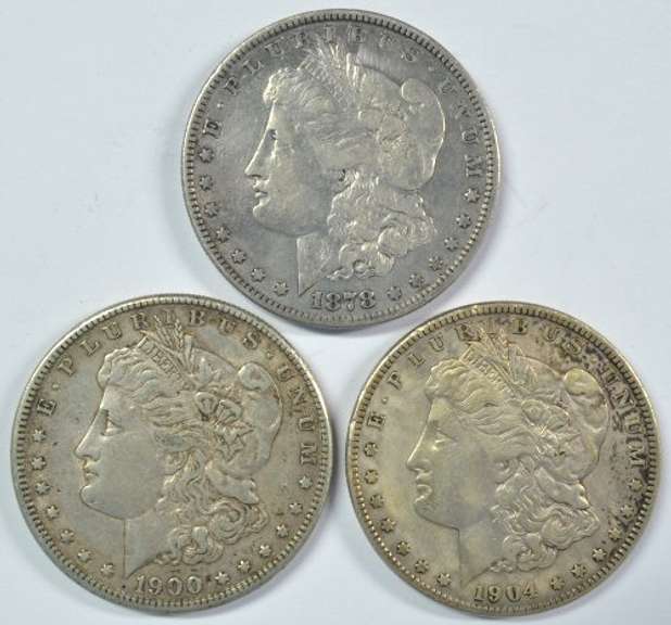 Scarce 1878-P 8TF, 1900-S, & 1904-S Morgan Dollars