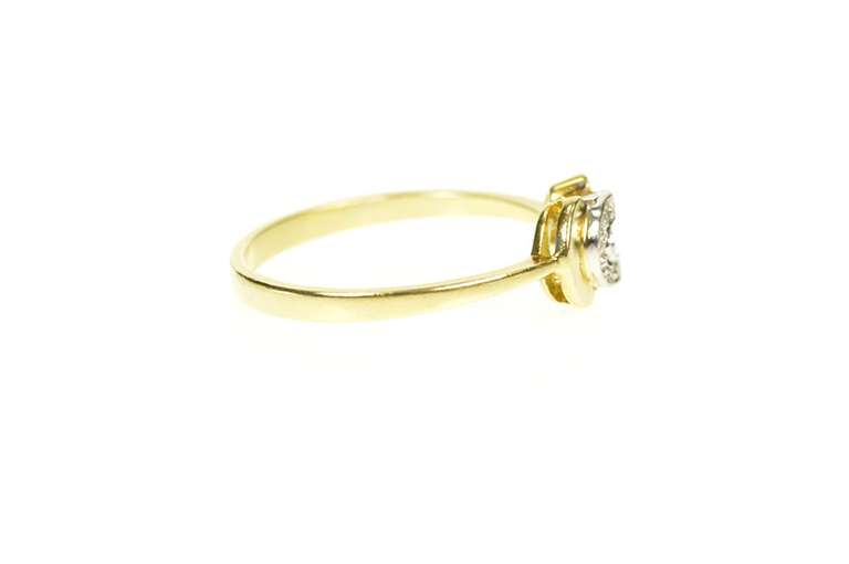 18K Yellow Gold Oval Diamond Inset Geometric Statement Ring