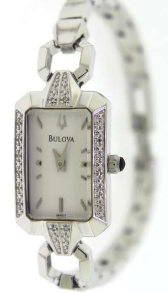 Bulova Diamond Accented Silver Band Watch