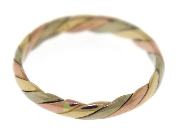 Simple 14kt Tri-Color Gold Twisted Band