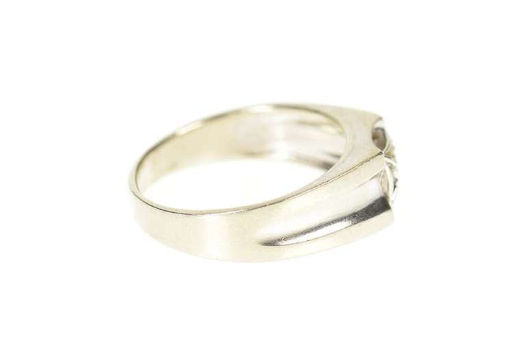 10K White Gold Men's Squared Diamond Solitaire Wedding Ring