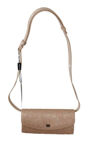 DOLCE & GABBANA  Cream Floral Lace Evening Long Clutch Borse Cotton Bag
