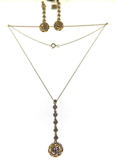 Amazing Set of Moon & Star Ball Drop Necklace w Earrings