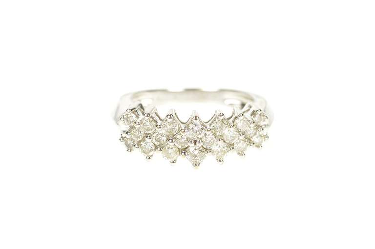14K White Gold 1.20 Ctw Diamond Encrusted Statement Band Ring