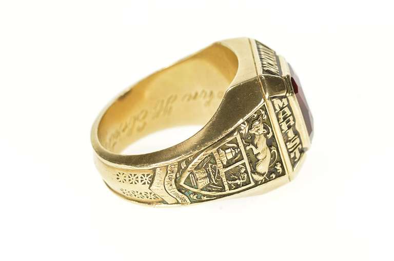 10K Yellow Gold 1969 Marist College Ornate Men's Class Ring