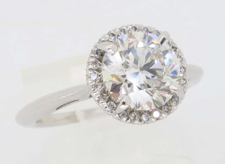 GIA Certified 1.72CTW Diamond Halo Engagement Ring