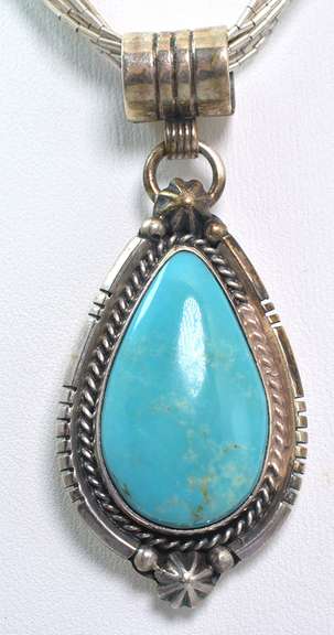 Vintage Sterling Silver Turquoise Neckless