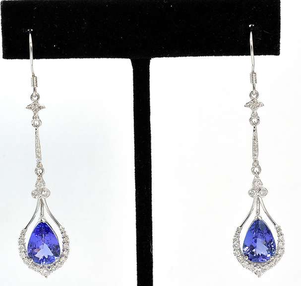 Tanzanite & Diamond Earrings in Platinum