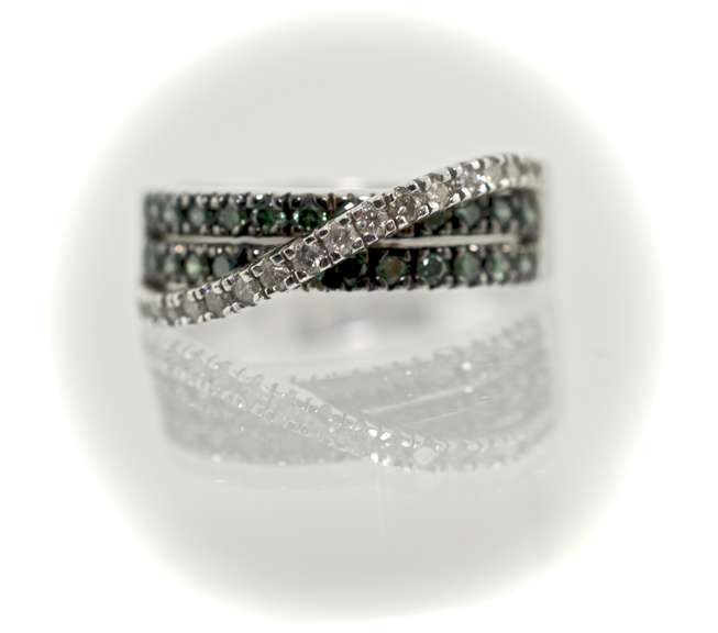 Creative 14K Blue-Green Diamond Bypass Ring