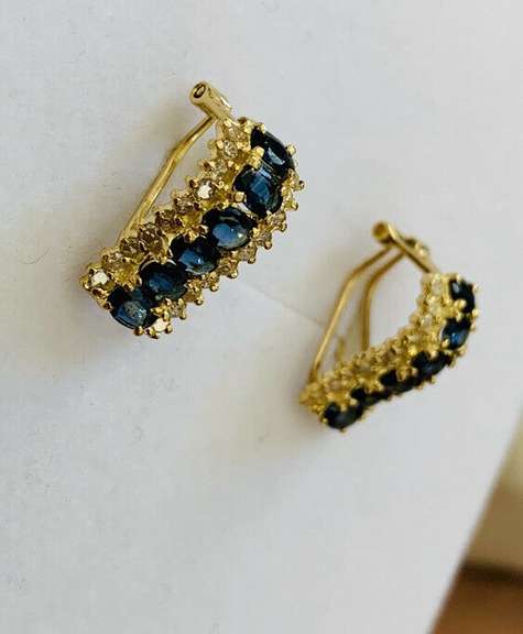 14kt Gold Sapphire & Diamond Earrings