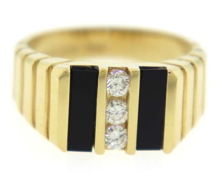 Gent's Black Onyx and Diamond Ring