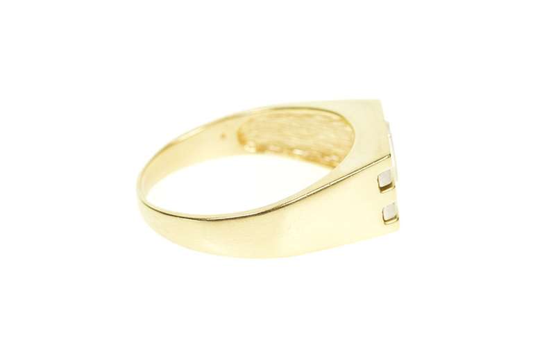 14K Yellow Gold Men's Diamond Two Tone Squared Wedding Ring