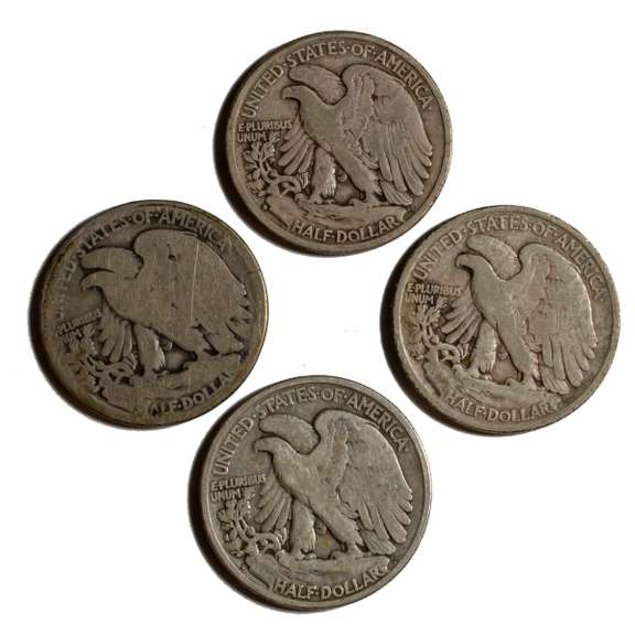 1917 D S 1921 &1929 S Walking Liberty Halves