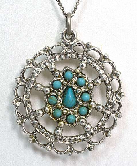 Vintage Sterling Silver Turquoise Necklace
