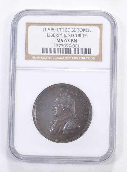 MS63 BN 1795 George Washington LTR Edge Token Liberty & Security - NGC
