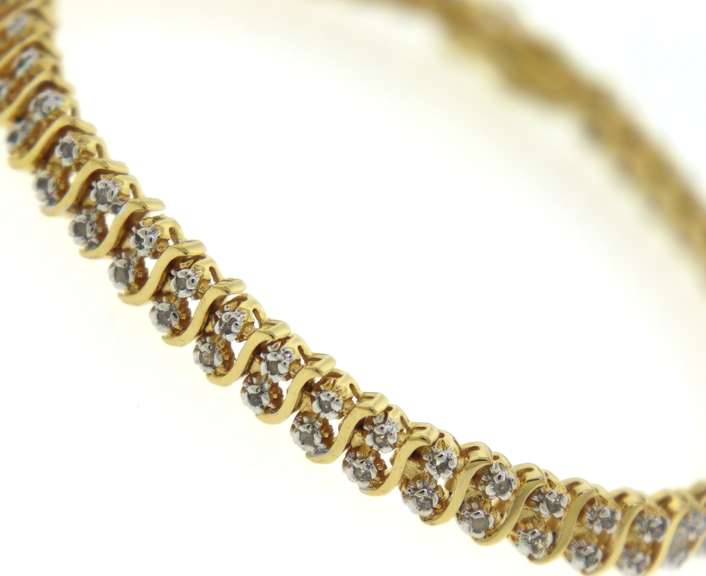 Sterling Silver Diamond Accent Double S Link Bracelet