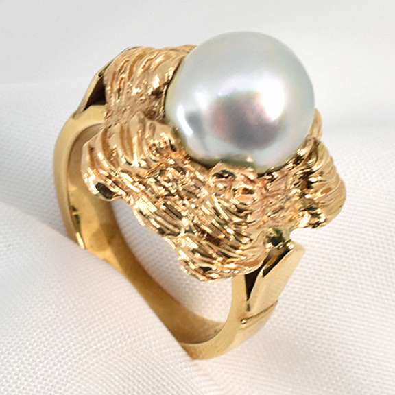 Unusual Gray Baroque Pearl Ring