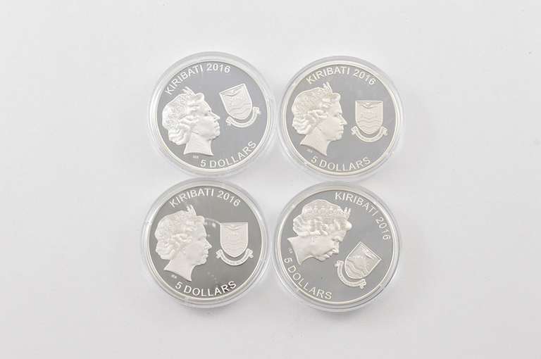 2016 Kiribati $5 25g .925 Silver Proof - 4 Coin Set - Fancy Box & COA