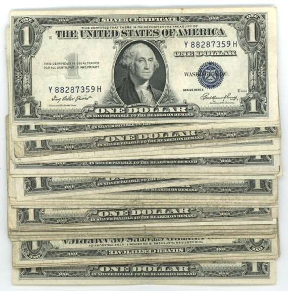 Nice Lot of 45 1935 $1 Blue Seal Silver Certificates