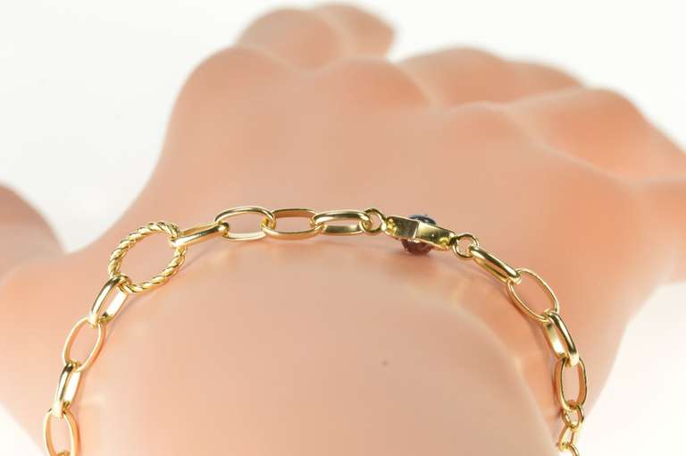 14K Yellow Gold 7.5mm Fancy Cable Chain Topaz Tourmaline Bracelet