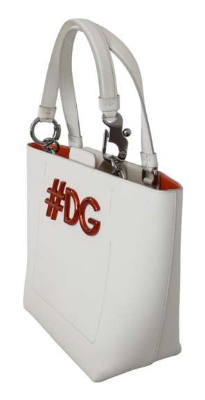 DOLCE & GABBANA  White #DG Women Hand Tote Borse Leather BEATRICE Bag