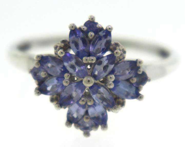 Sterling Silver Tanzanite Cluster Ring