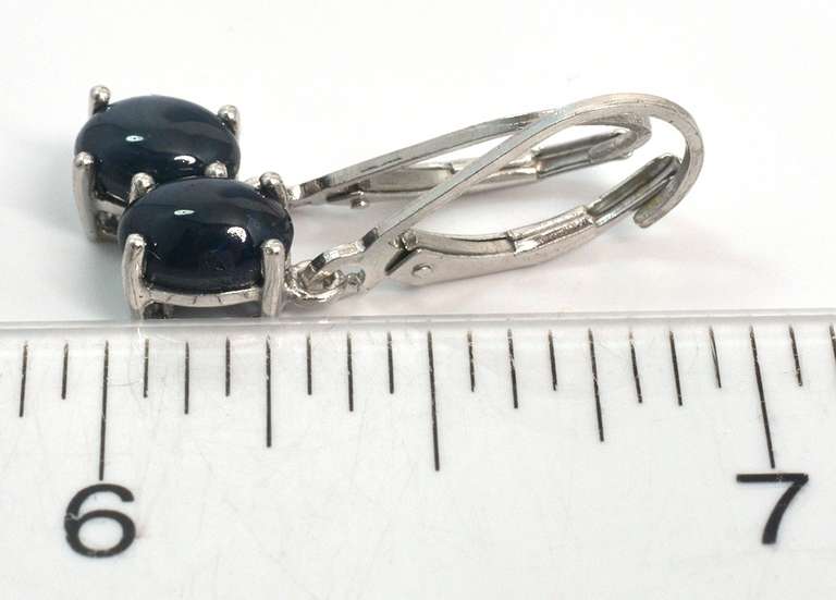 Star Sapphire Dangle Earrings in Sterling Silver