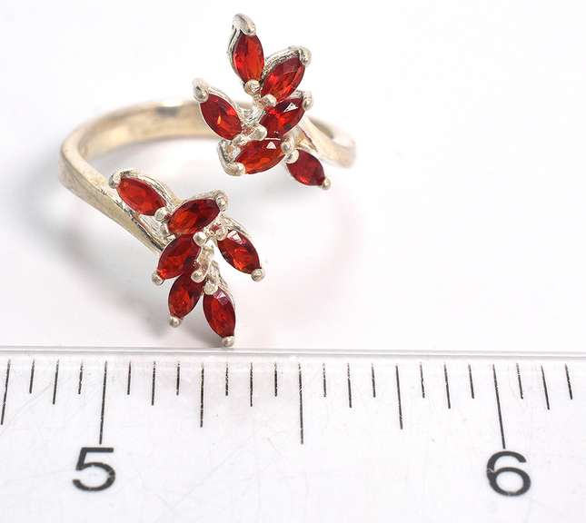 Sterling Silver Red Crystal Cocktail Ring