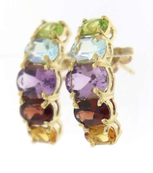 Glowing Multi Oval Gemstone Earrings