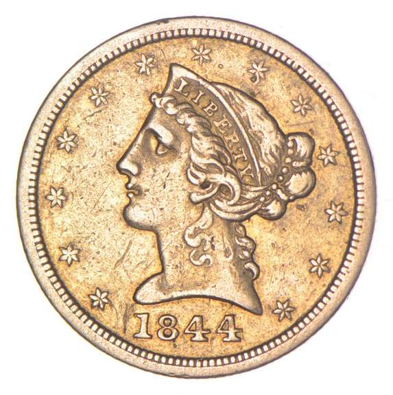 1844-O $5.00 Liberty Head Gold Half Eagle