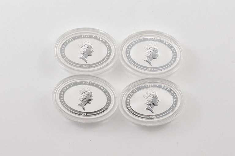 2009 Fiji $2 Famous Airships 1 Oz Silver Pf 4 Coin Set Display & COA