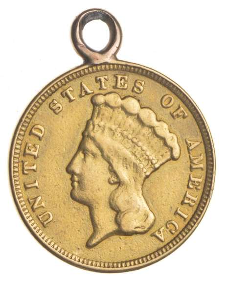 1854 $3.00 Indian Princess Head Gold Three Dollars - Bezel