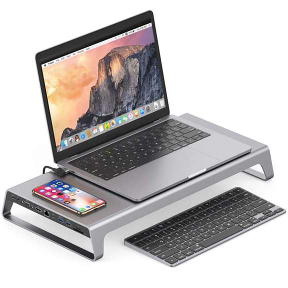 4K HDMI Aluminum Monitor Stand Docking Station