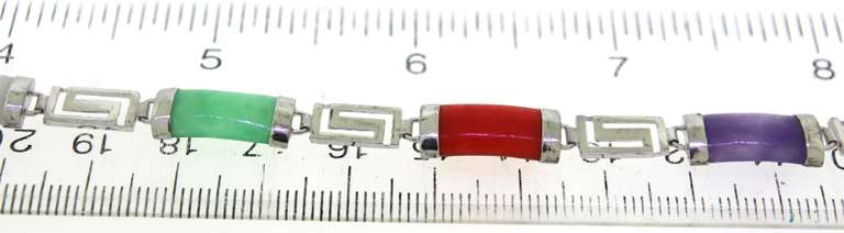 Multi Color Gemstone Sterling Silver Bracelet