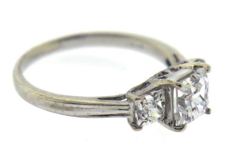 Sterling Silver Three Stone Princess Cut Ring